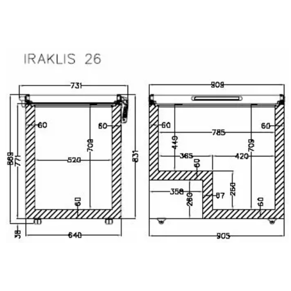 Морозильна камера лар з глухою кришкою CRYSTAL Iraklis 26